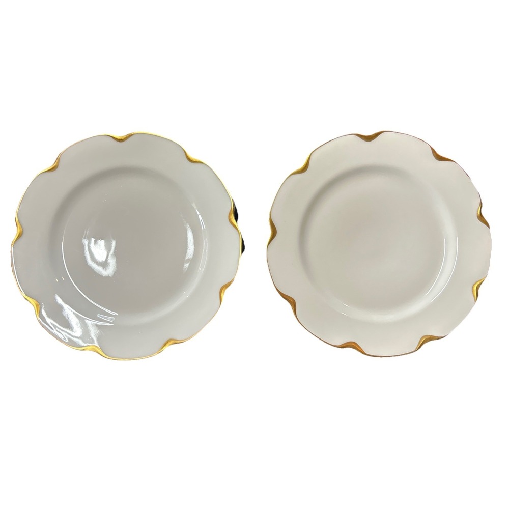 2 HAVILAND & CO. Silver Anniversary" 9.5" Scalloped DINNER PLATE Ivory, Gold Rim